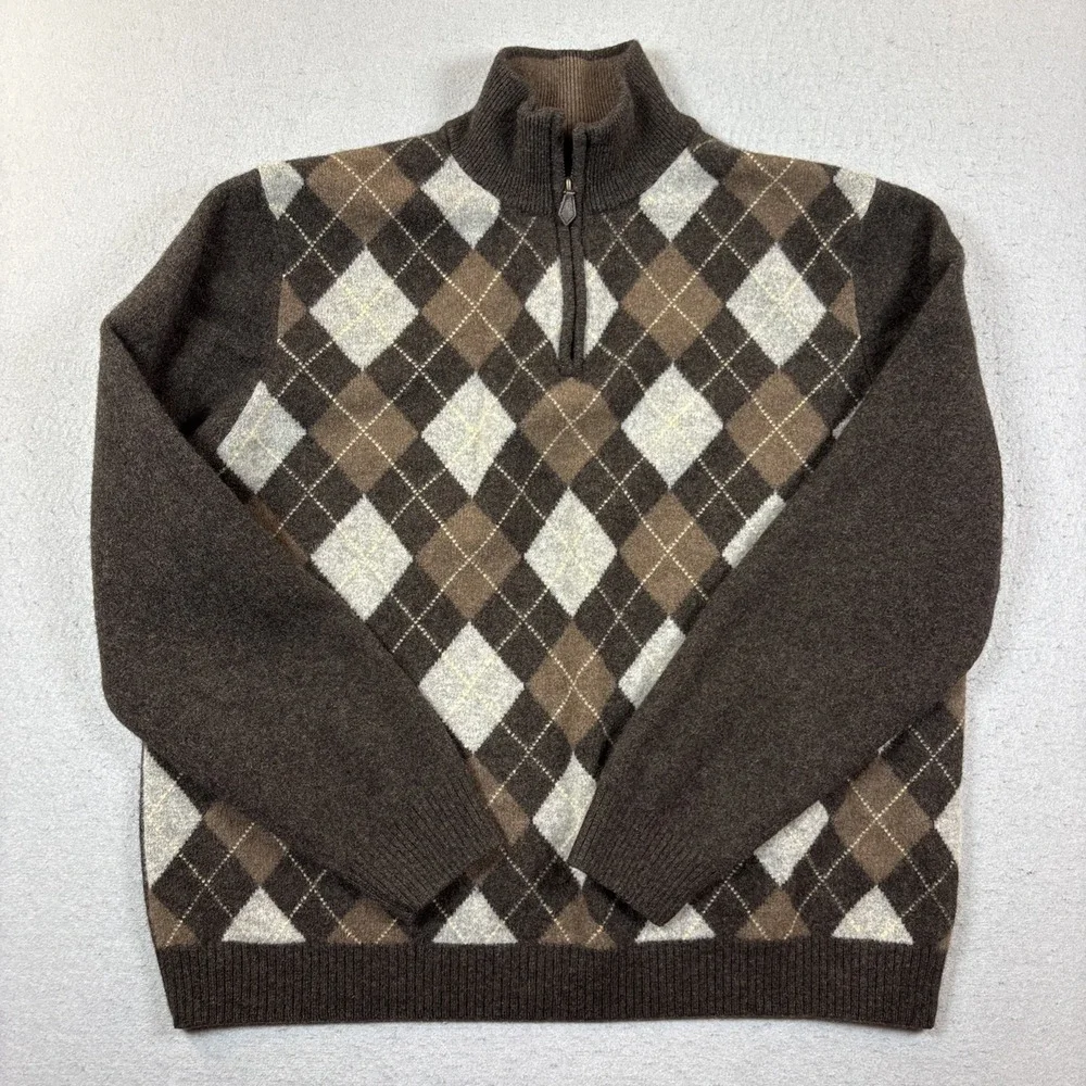 VTG Brooks Brothers Men 100% Scottish Lambs Wool 1/4 Zip Sweater XXL (L/XL 33sl)